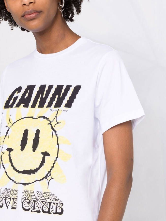 GANNI T-shirt met print Wit