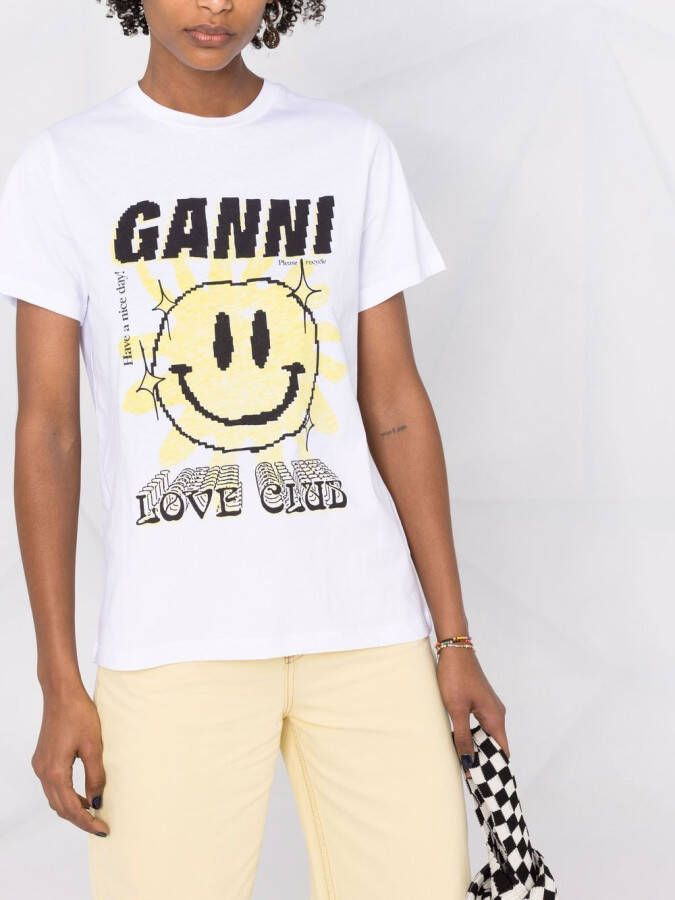 GANNI T-shirt met print Wit