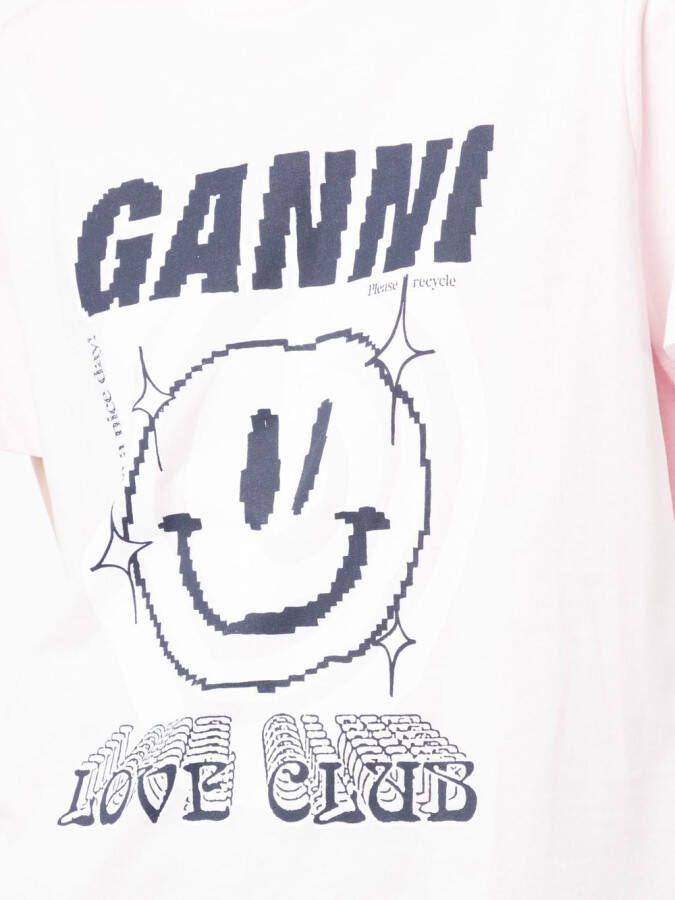 GANNI T-shirt met print Roze