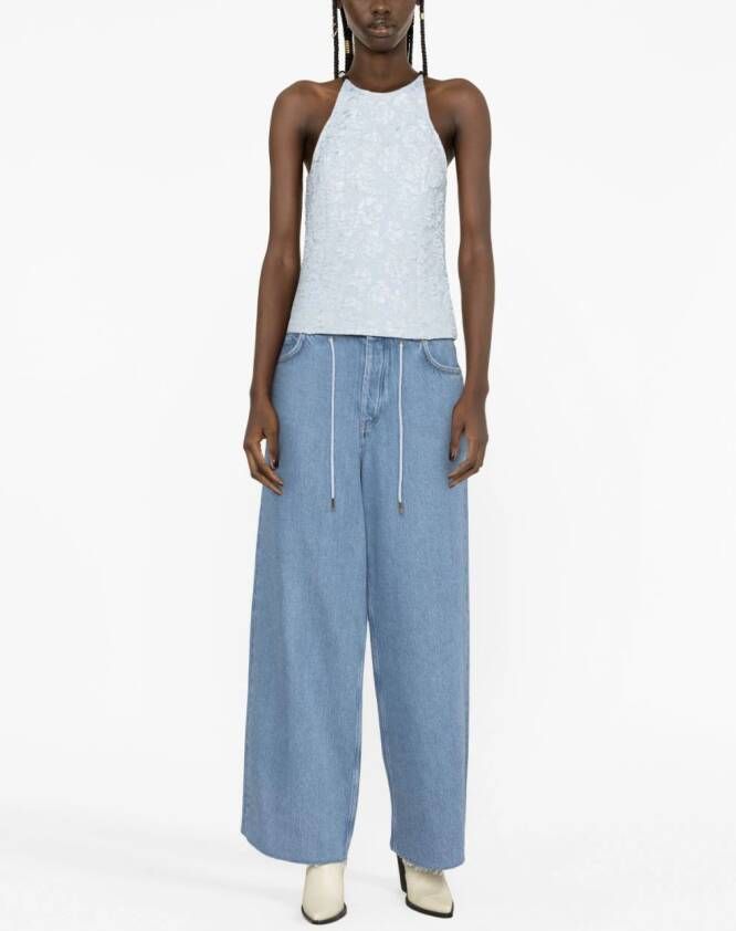 GANNI Tanktop met bloemjacquard Blauw