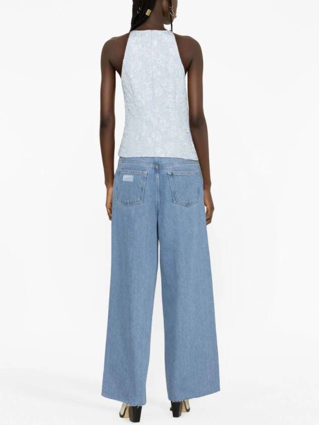 GANNI Tanktop met bloemjacquard Blauw