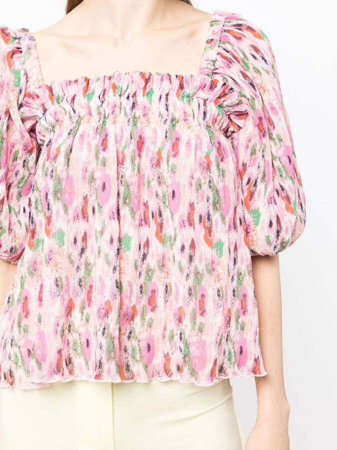 GANNI Top met bloemenprint Roze