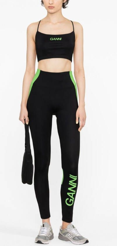 GANNI Top met logoprint Zwart