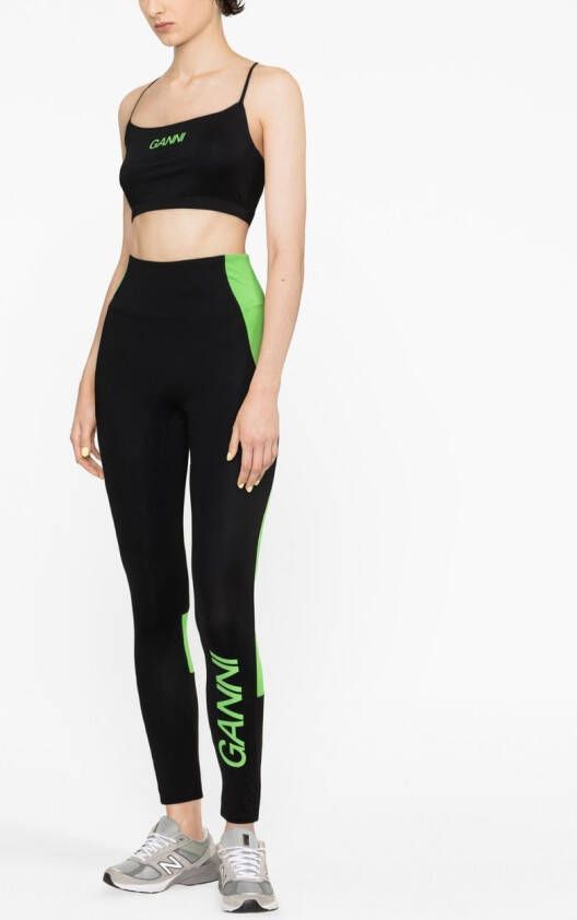 GANNI Top met logoprint Zwart