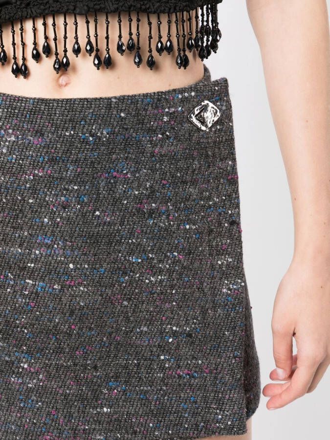 GANNI Tweed mini-rok Grijs