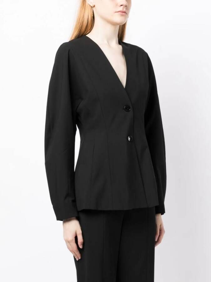 GANNI Blazer met enkele rij knopen en V-hals Zwart