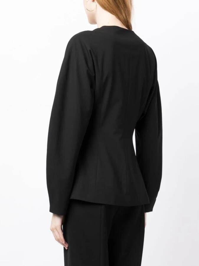 GANNI Blazer met enkele rij knopen en V-hals Zwart
