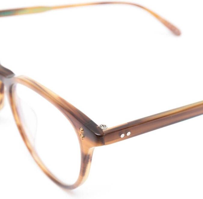 Garrett Leight Bril met schildpadschild design Bruin