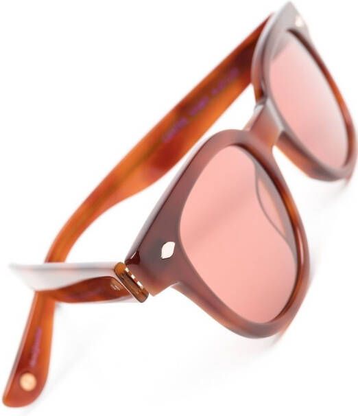 Garrett Leight Zonnebril met rond montuur Bruin