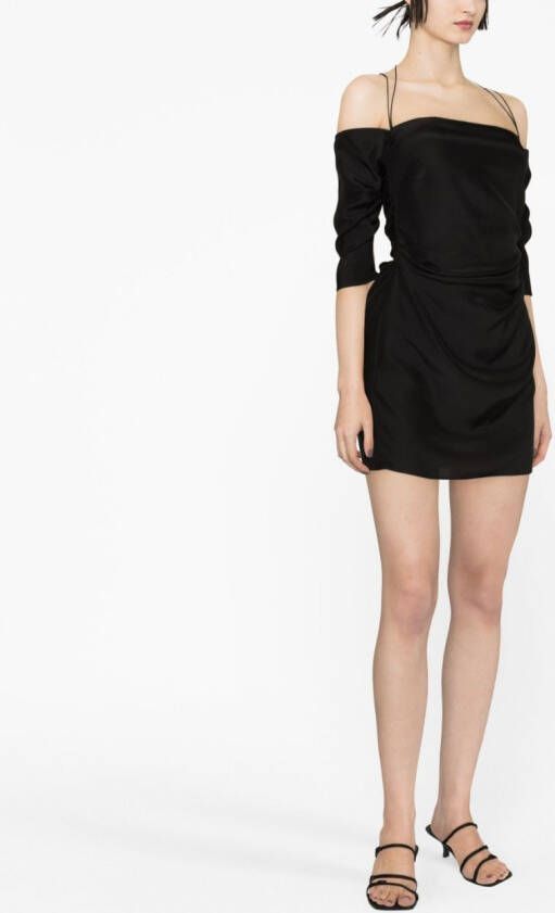 GAUGE81 Off-shoulder mini-jurk Zwart