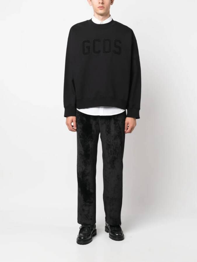 GCDS Broek met geborduurd logo Zwart