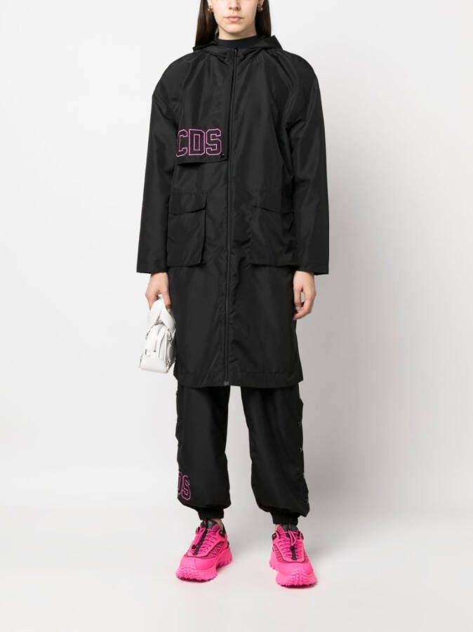 GCDS Parka met versierde capuchon Zwart