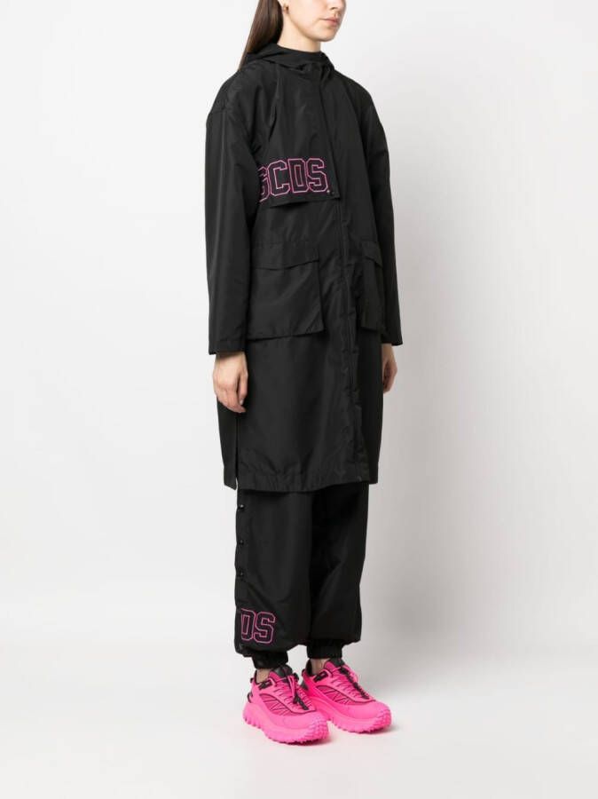 GCDS Parka met versierde capuchon Zwart