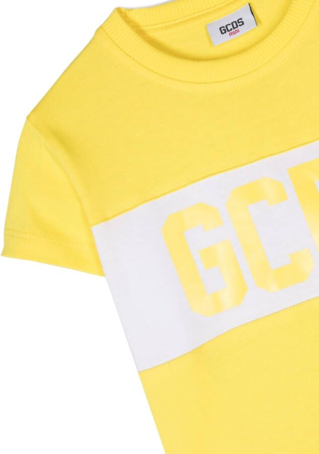 Gcds Kids T-shirt met logoprint Geel