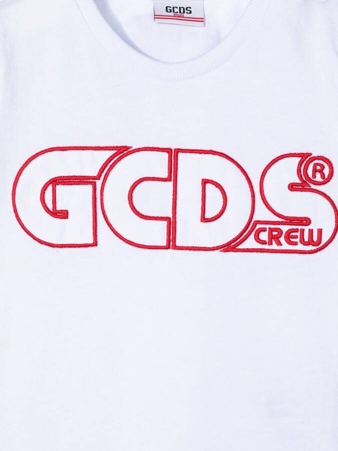 Gcds Kids T-shirt met geborduurd logo Wit
