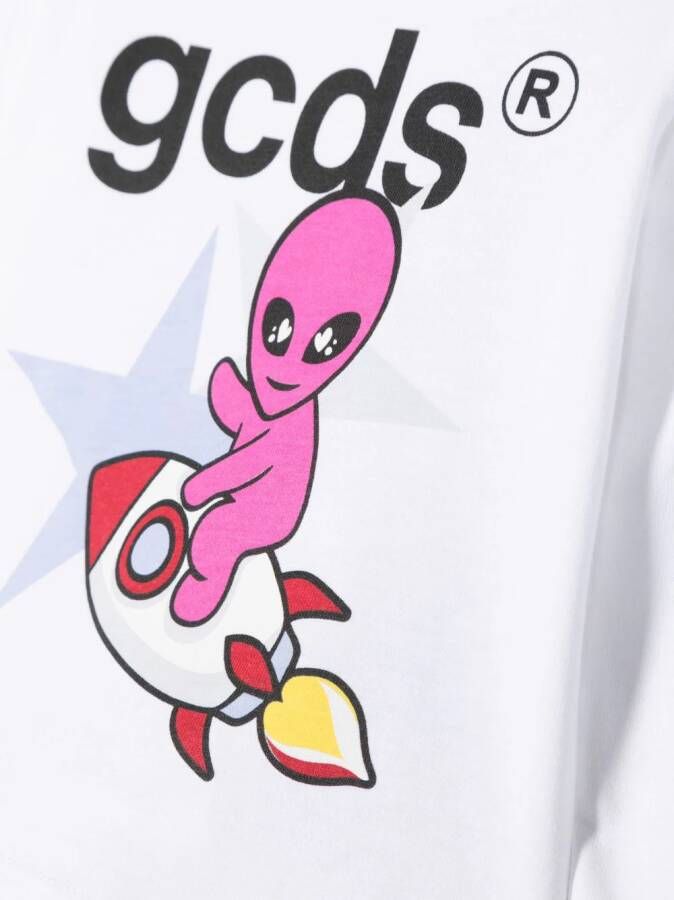 Gcds Kids T-shirt met grafische print Wit