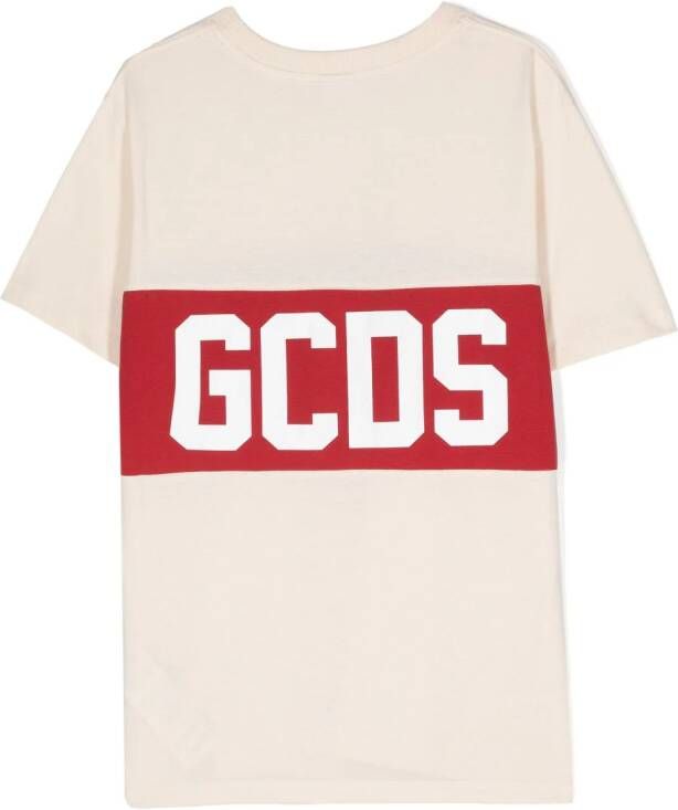 Gcds Kids T-shirt met logoprint Beige