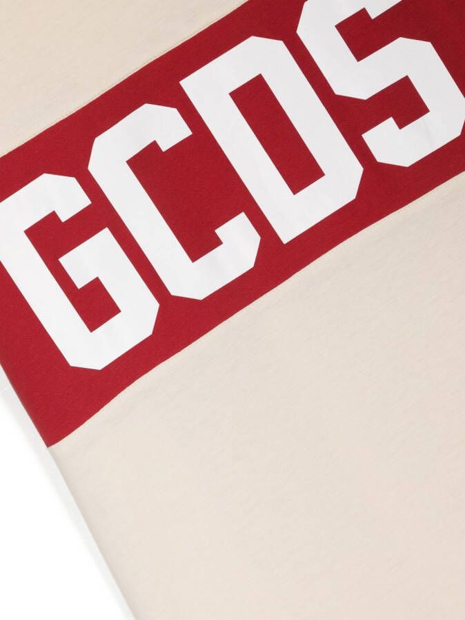 Gcds Kids T-shirt met logoprint Beige