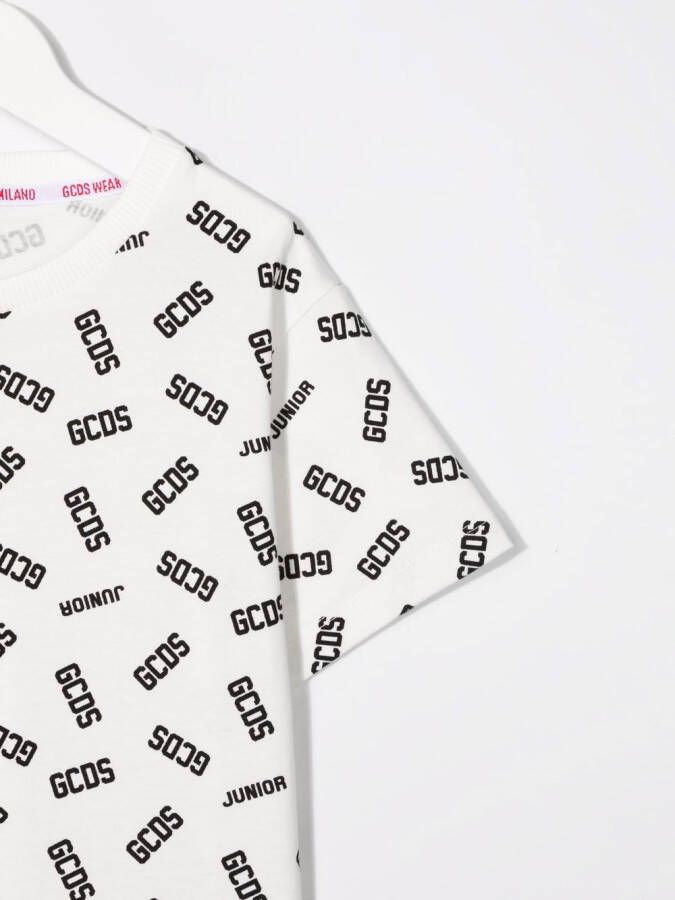 Gcds Kids T-shirt met logoprint Wit