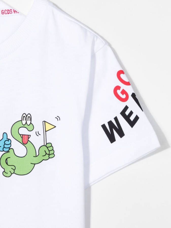 Gcds Kids T-shirt met print Wit