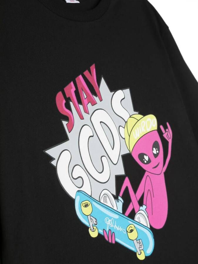 Gcds Kids T-shirt met print Zwart