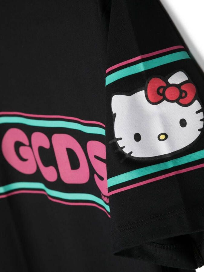 Gcds Kids T-shirtjurk met logoprint Zwart
