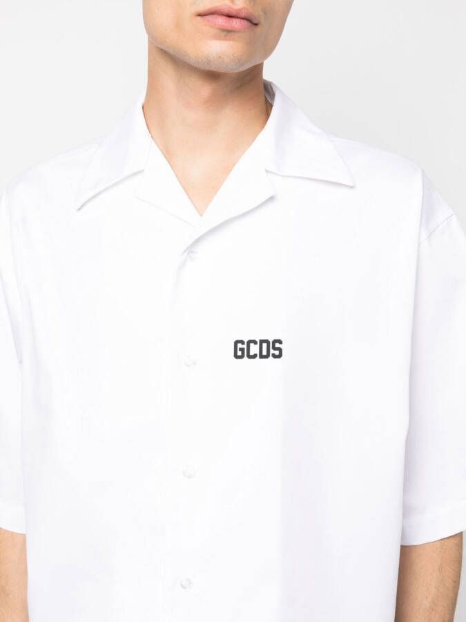 Gcds Bowlingshirt met logoprint Wit