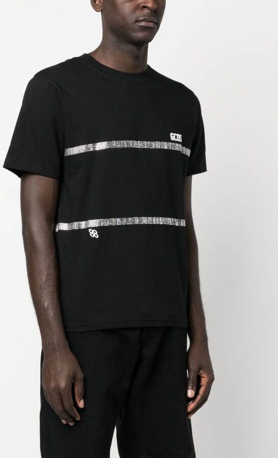 GCDS T-shirt verfraaid met kristallen Zwart