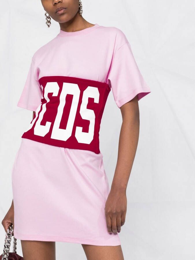 Gcds T-shirtjurk met logoprint Roze