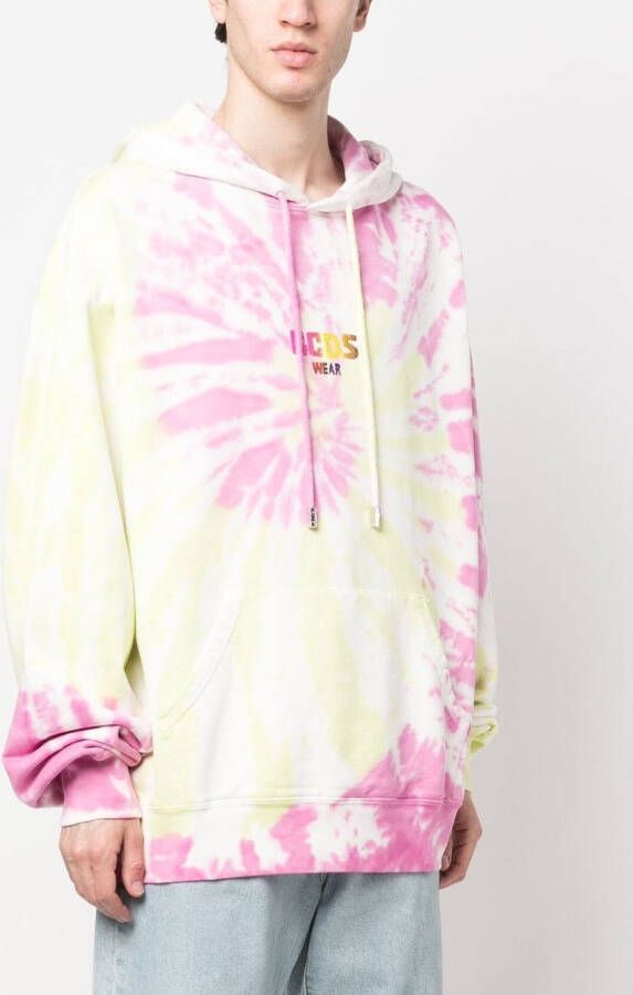 GCDS Hoodie met tie-dye print Geel