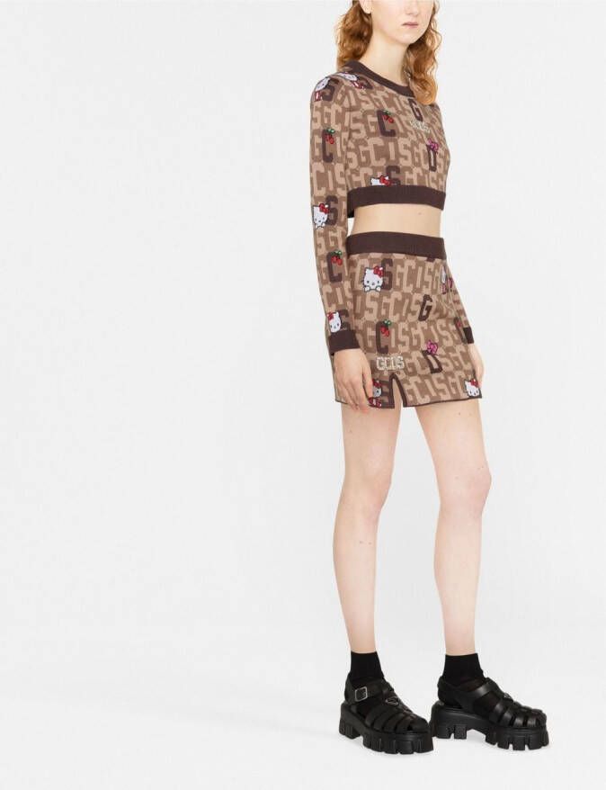 GCDS x Hello Kitty rok met monogram Bruin