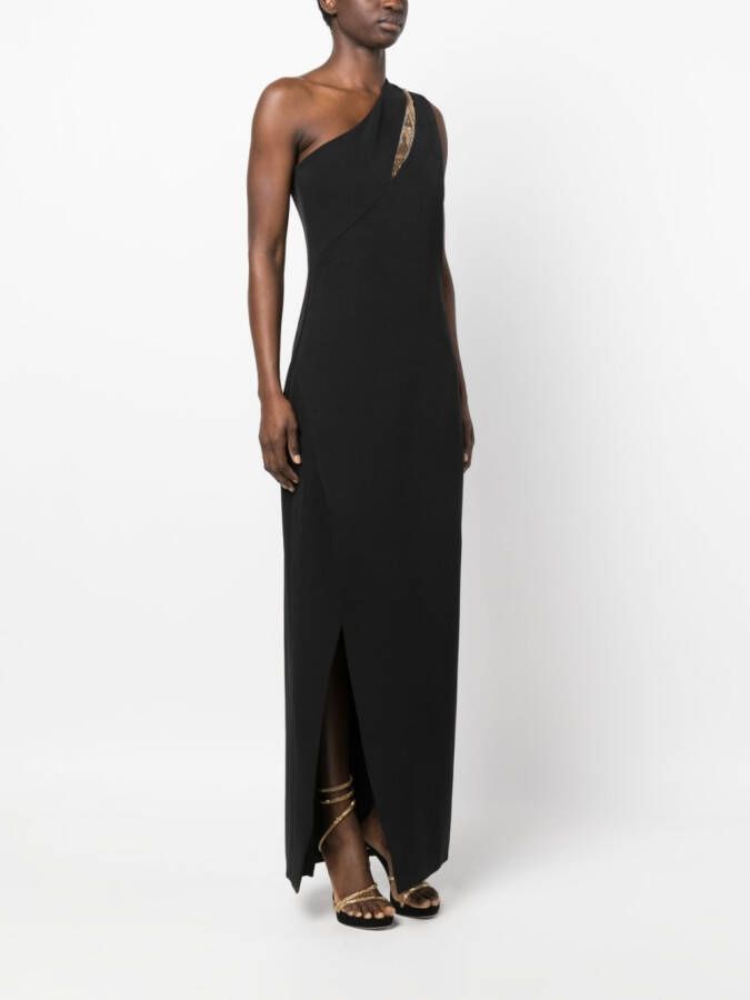 Genny Asymmetrische maxi-jurk Zwart