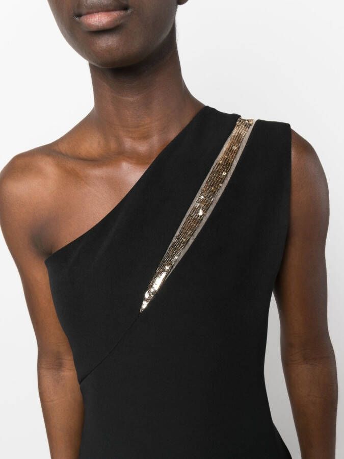 Genny Asymmetrische maxi-jurk Zwart