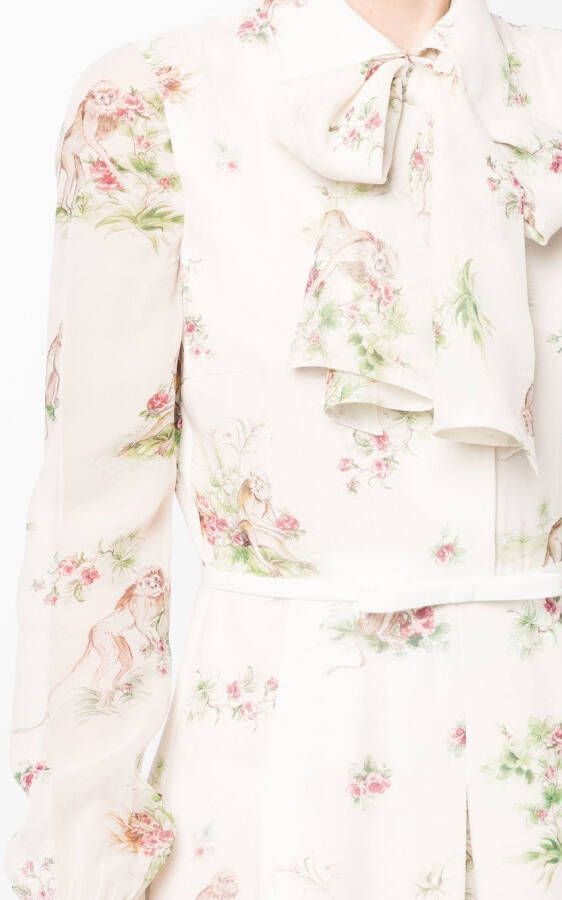 Giambattista Valli Jurk met bloemenprint Wit