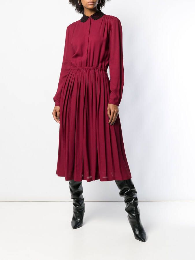 Giambattista Valli jurk met kraag van kant Rood