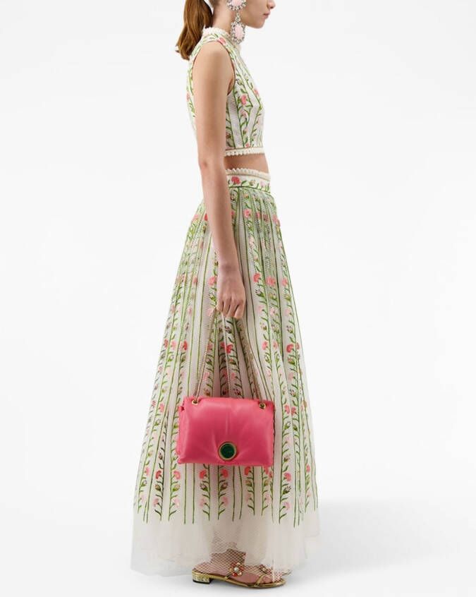 Giambattista Valli Maxi-rok met geborduurde bloemen Groen