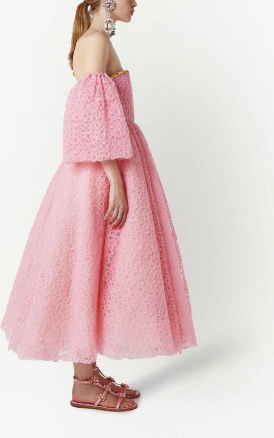 Giambattista Valli Midi-jurk met geborduurd kant Roze