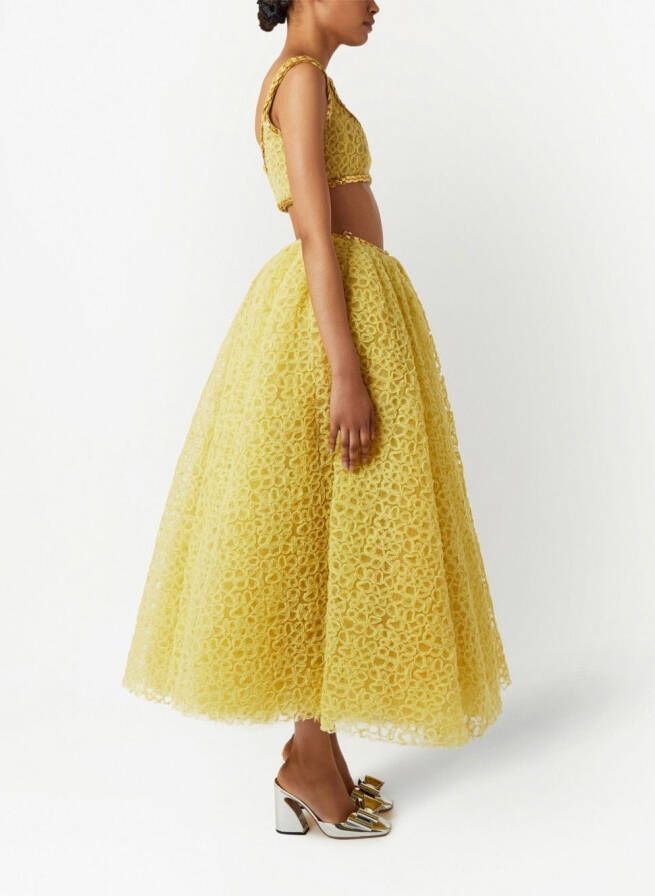 Giambattista Valli Rok met geborduurd kant Geel
