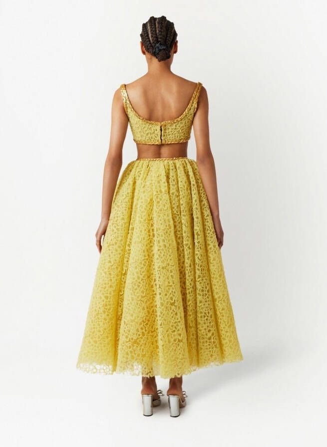 Giambattista Valli Rok met geborduurd kant Geel