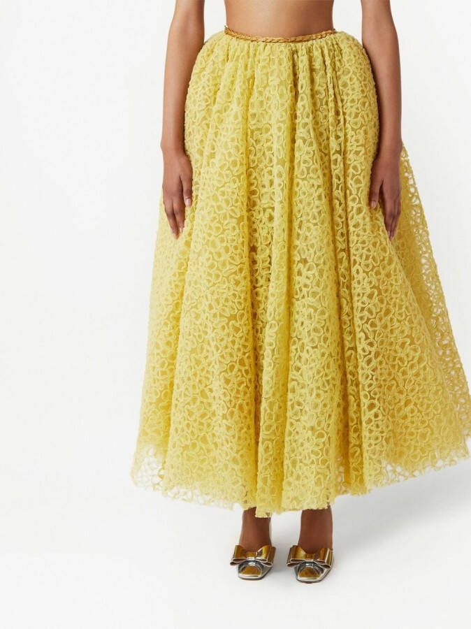 Giambattista Valli Rok met geborduurd kant Geel