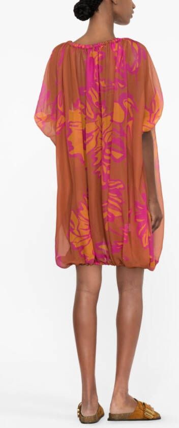 Gianluca Capannolo Midi-jurk met bloemenprint Oranje
