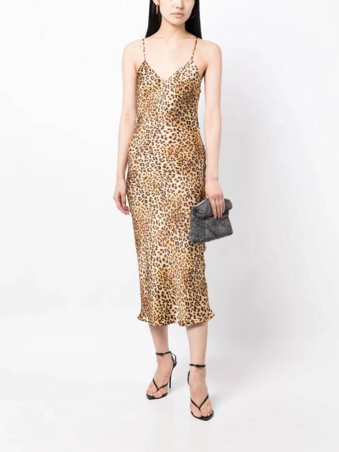 Gilda & Pearl Midi-jurk met luipaardprint Bruin