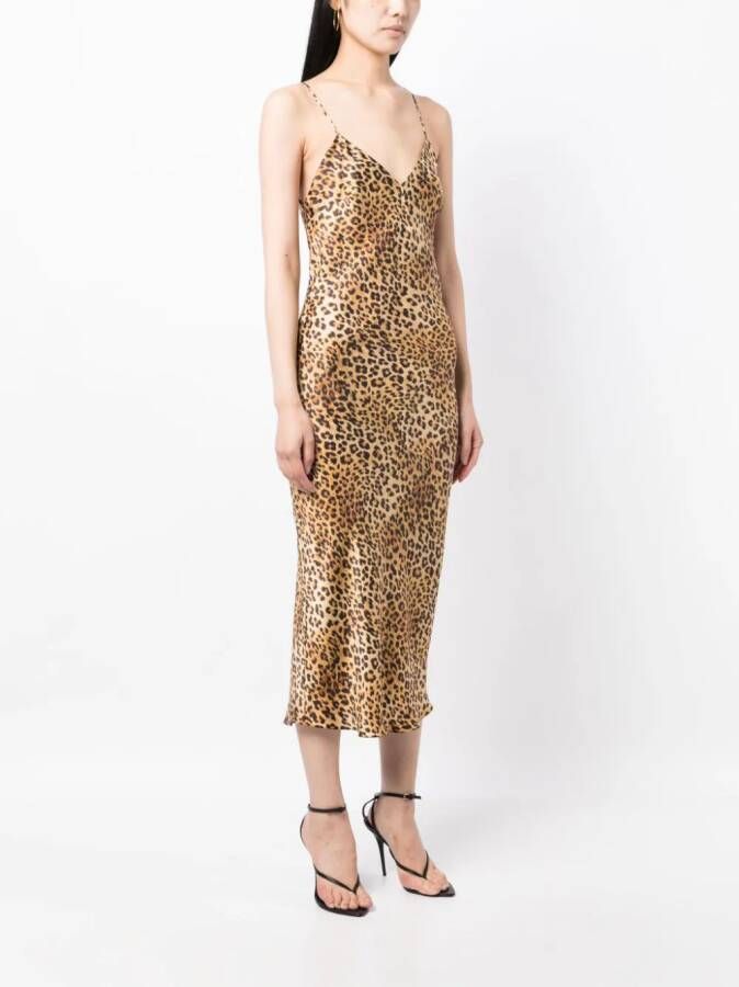 Gilda & Pearl Midi-jurk met luipaardprint Bruin
