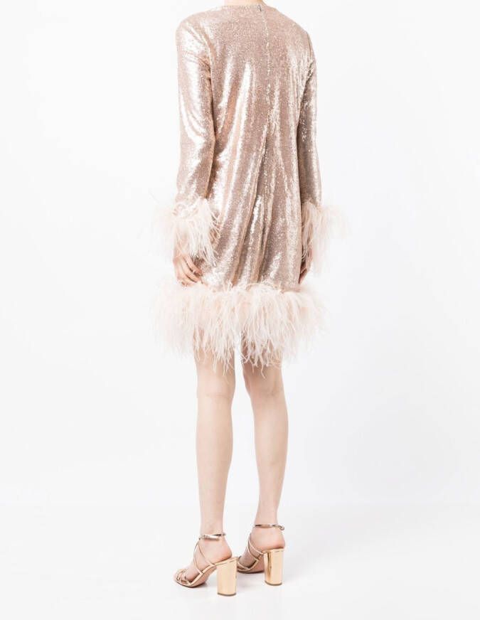Gilda & Pearl Midi-jurk met veren afwerking Roze