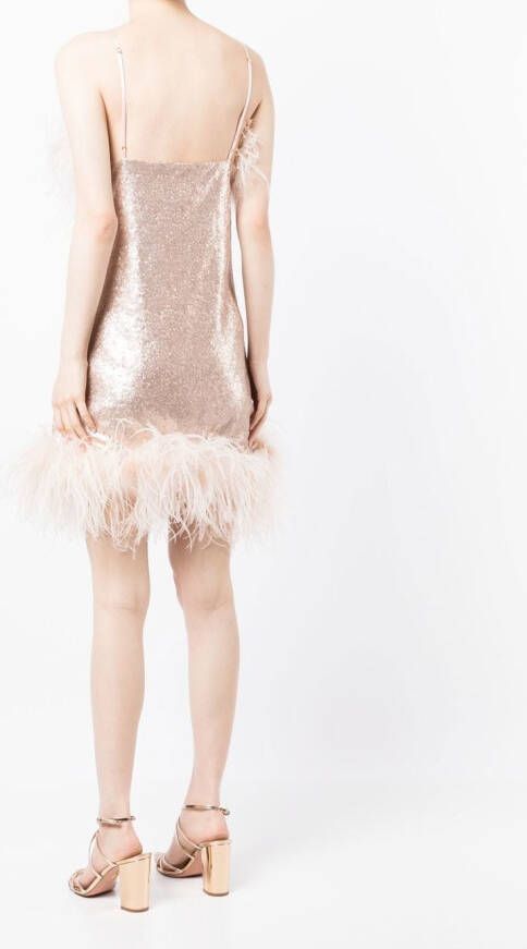 Gilda & Pearl Mini-jurk met afwerking van veren Roze