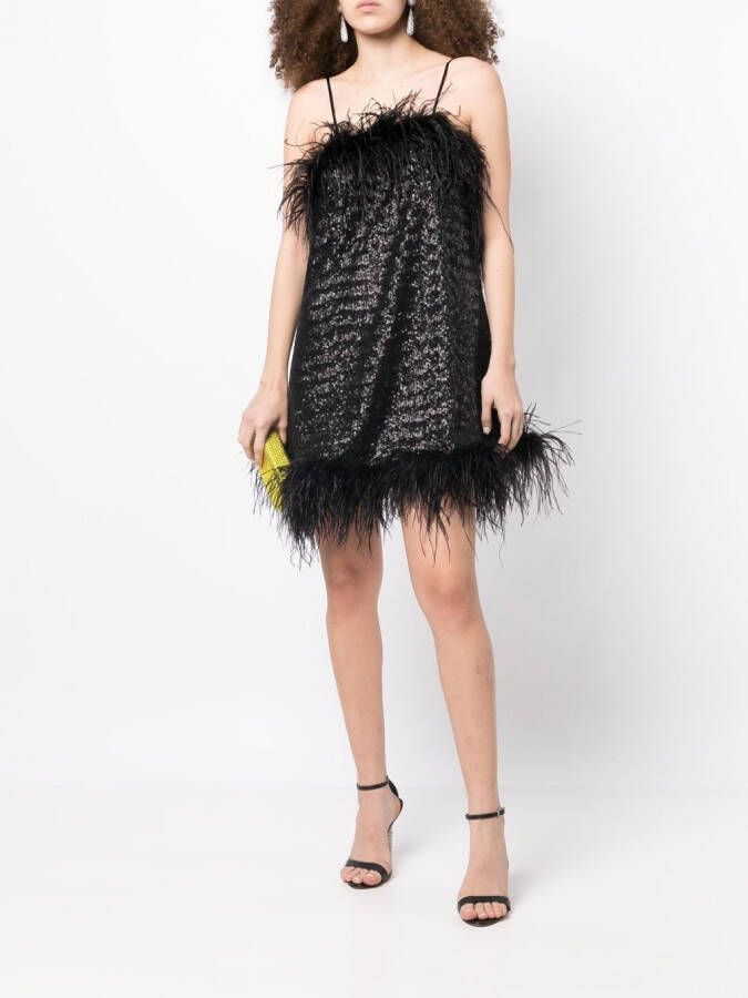 Gilda & Pearl Seraphina jurk met veren afwerking Zwart