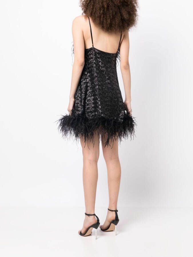 Gilda & Pearl Seraphina jurk met veren afwerking Zwart