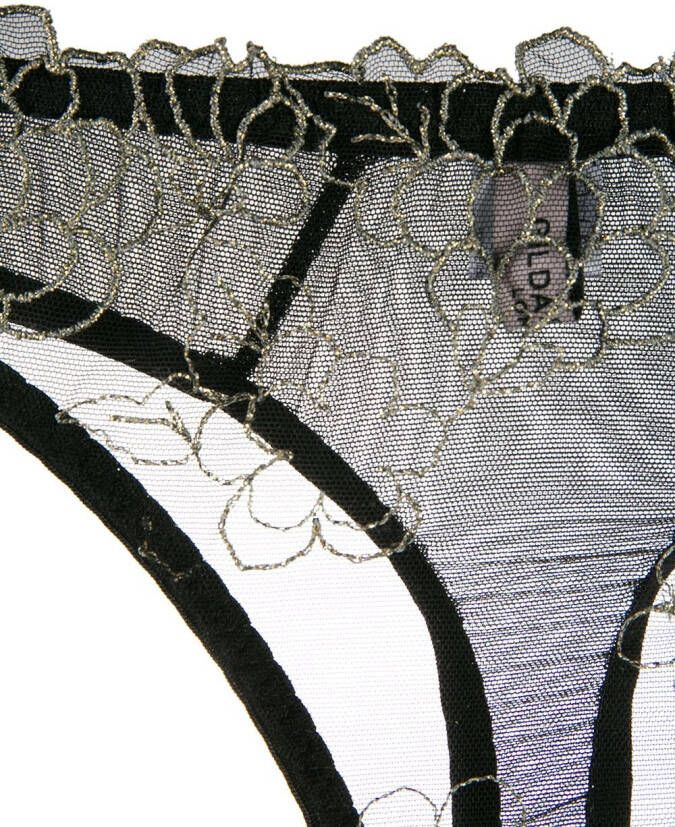 Gilda & Pearl String van bloemenkant Zwart
