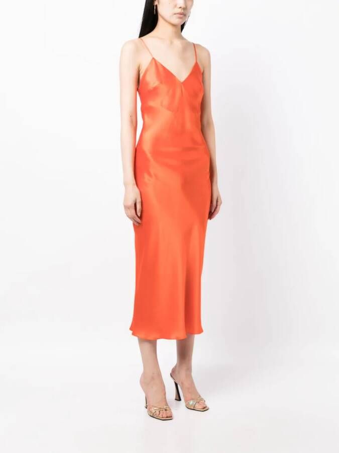 Gilda & Pearl Zijden midi-jurk Oranje