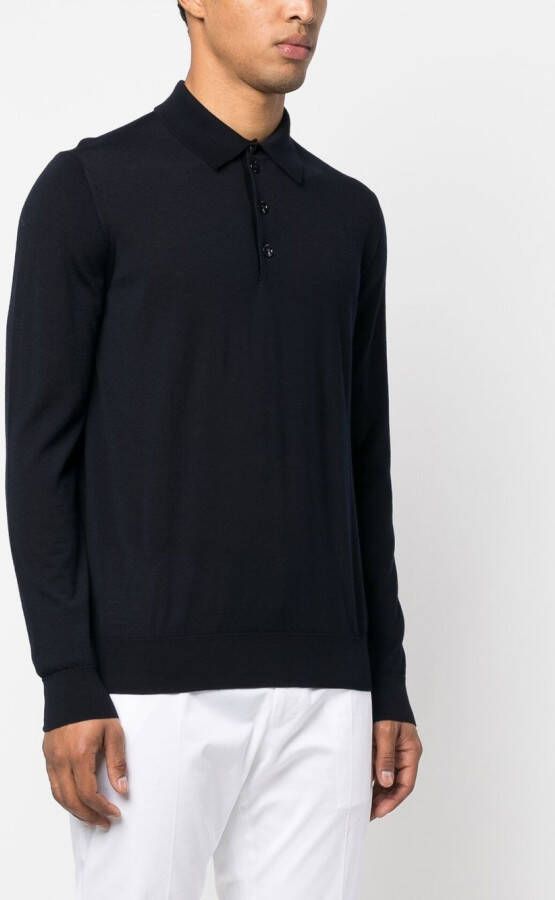 Giorgio Armani Poloshirt met knopen Blauw